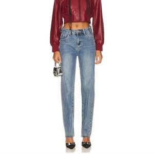 Revolve Superdown Dylan High Rise Straight Leg Rigid Cotton Denim Mom Jeans 28